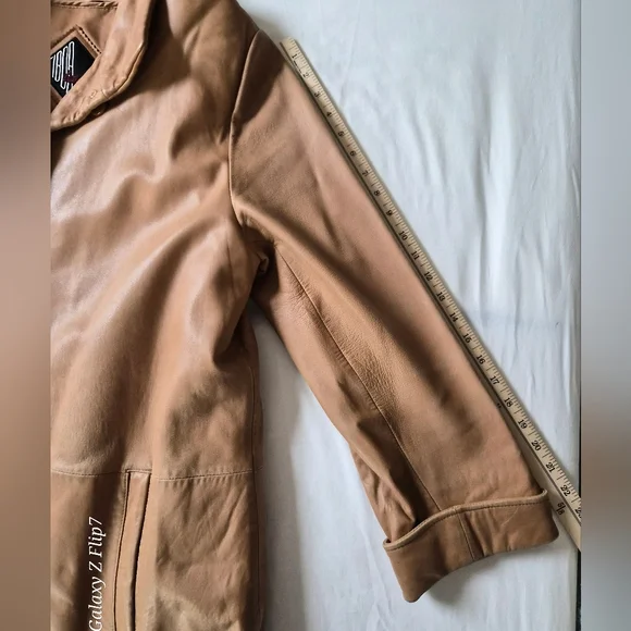 Tiboa Leathers Vintage Camel Genuine Leather Jacket - Size 14 - Picture 11 of 11